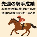 【先週の騎手成績】2025年4月第3週（4/19〜4/20）注目の活躍ジョッキーまとめ